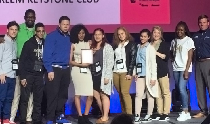 East Harlem Keystone Club members receive an award