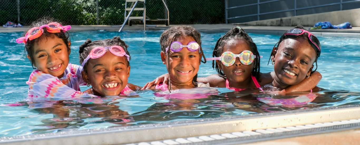 Kids swimming in the pool