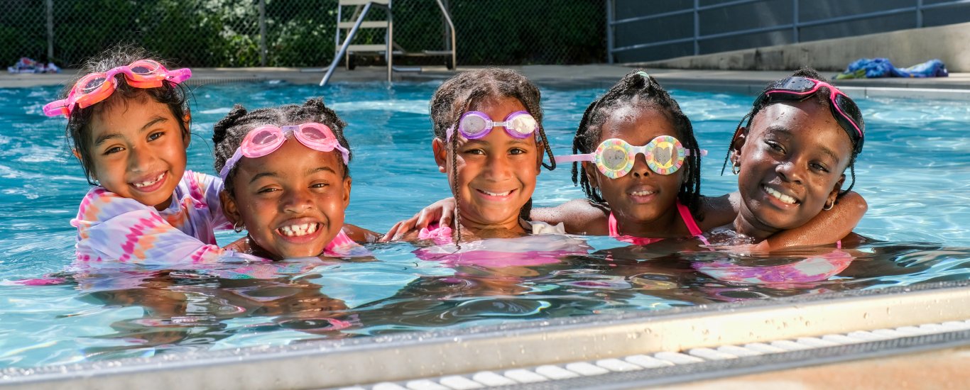 Kids swimming in the pool