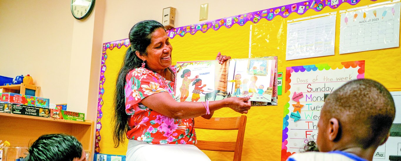 Teacher reading to students