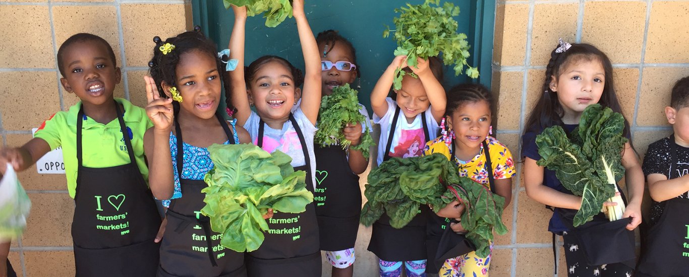 Children's Aid kids at Go!Healthy Food Box distribution location