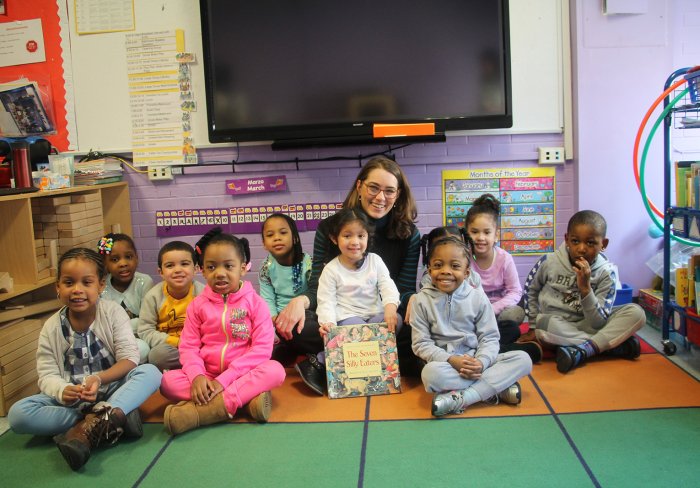 Phoebe Boyer with children from our Early Childhood program