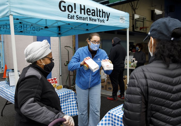 Phoebe Boyer at food distribution site