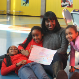 Mom with kids at a community center