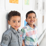 Children at an art show.