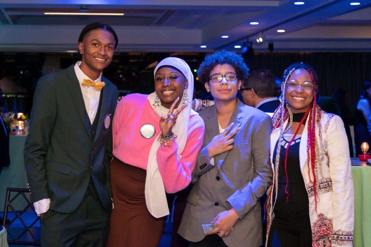 Children's Aid youth speakers and co-hosts from left to right: Daren Manning, Sockona Doucoure, Amir Nina, and Tauryian Sparrow.